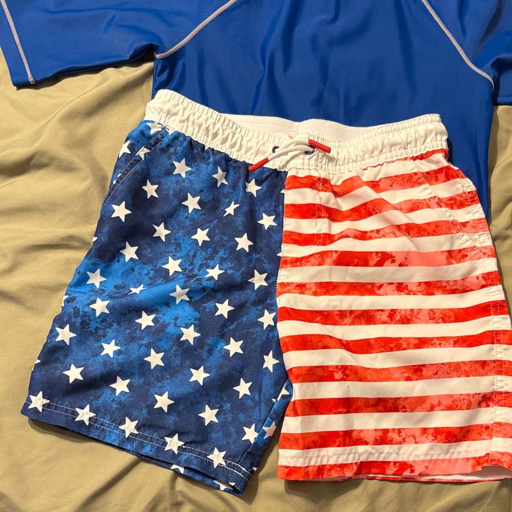Swim bundle, Cat & Jack trunks, L(10-12), Mossimo water/sun shirt L(12-14)